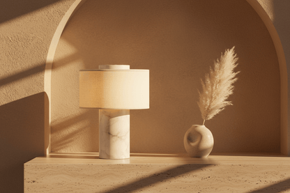 White Marble Lamp - Warm Sand Arch