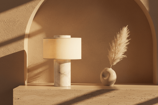 White Marble Lamp - Warm Sand Arch