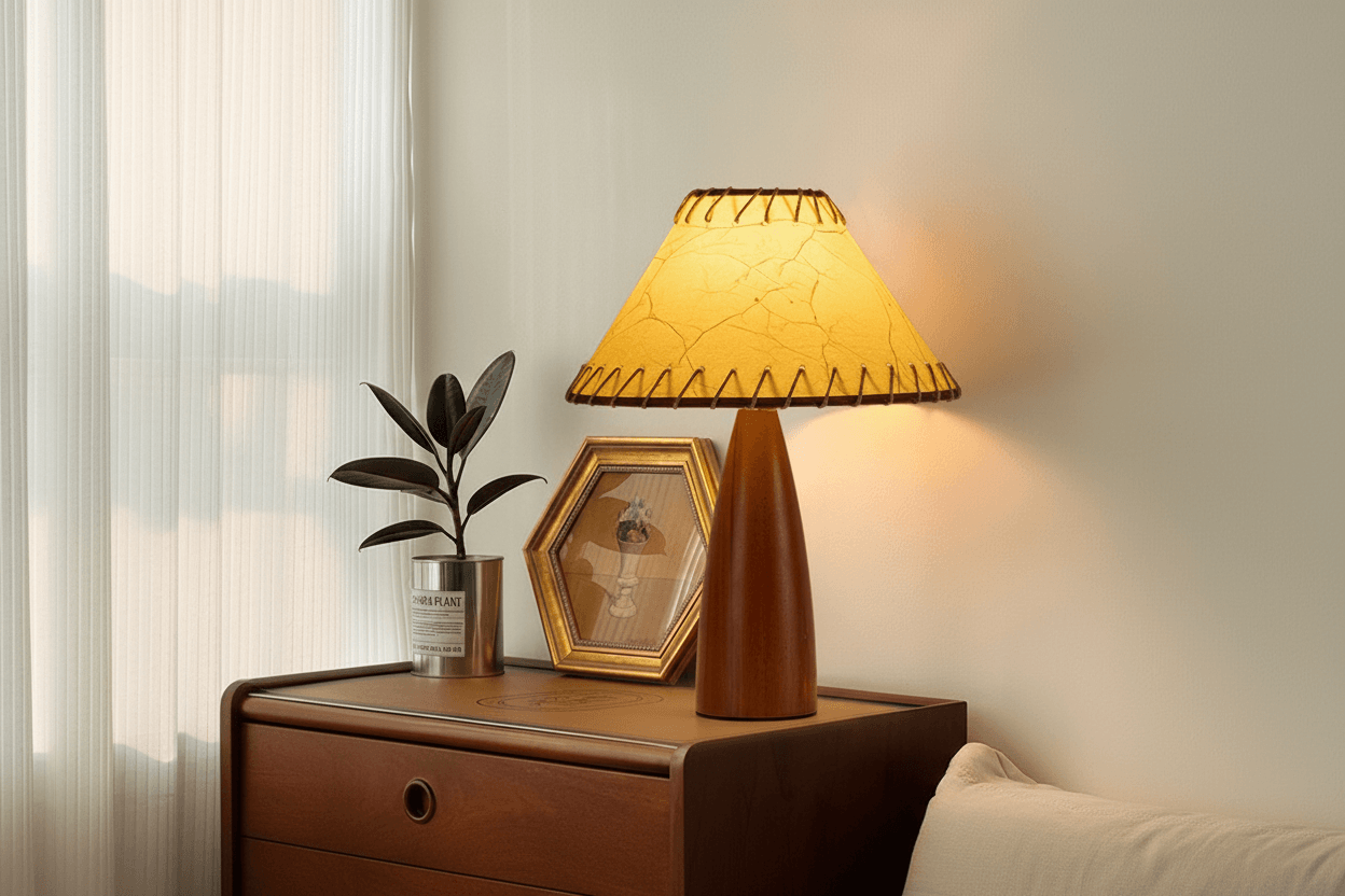 Yellow Shade Lamp - Vintage Dresser