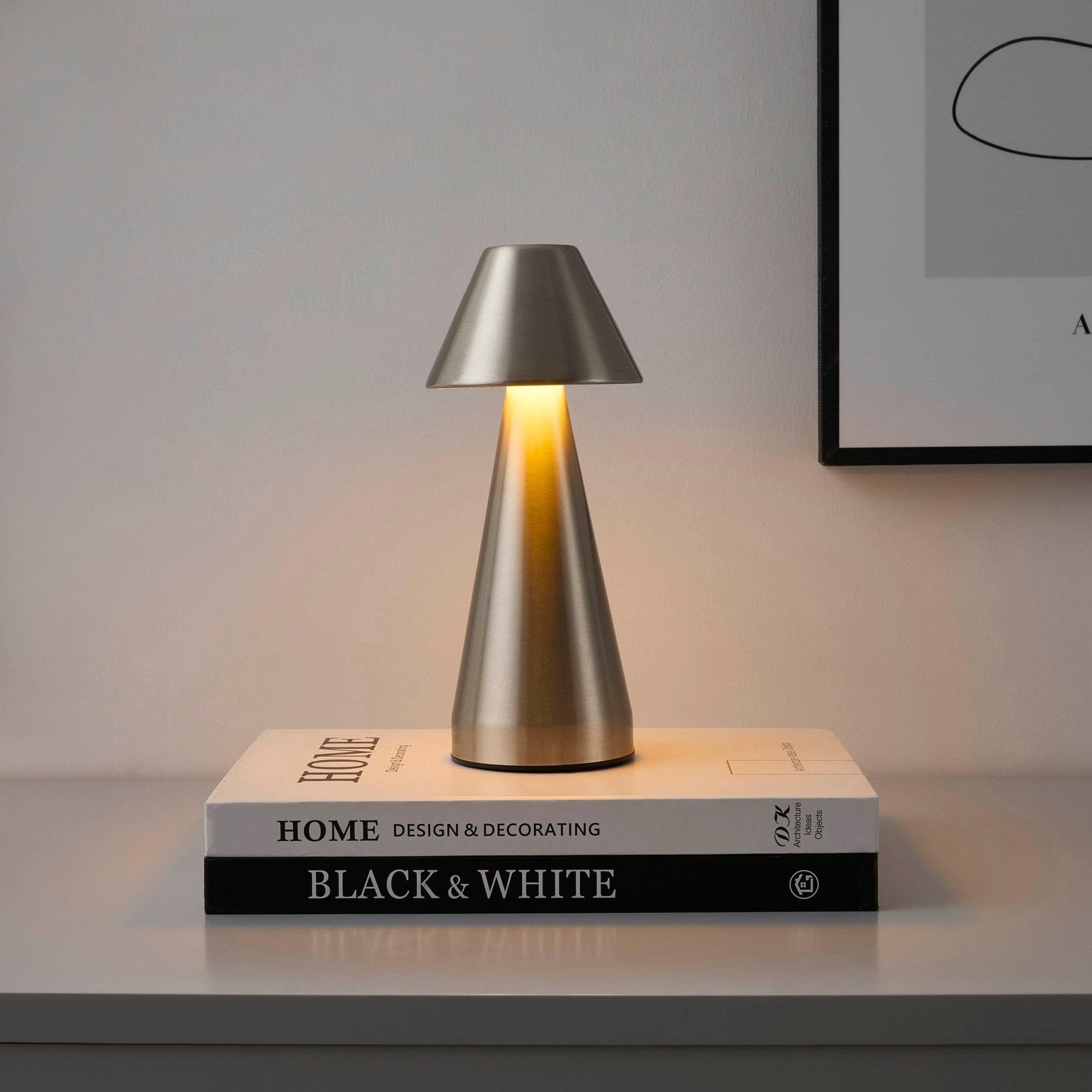 Minimalist bedside lamp with iron body and acrylic shade