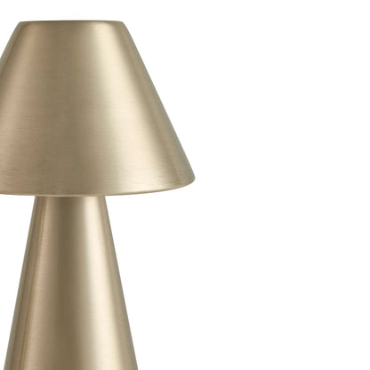 Lumiosa mini LED rechargeable wireless lamp close-up showing a chic gold finish and sleek design.